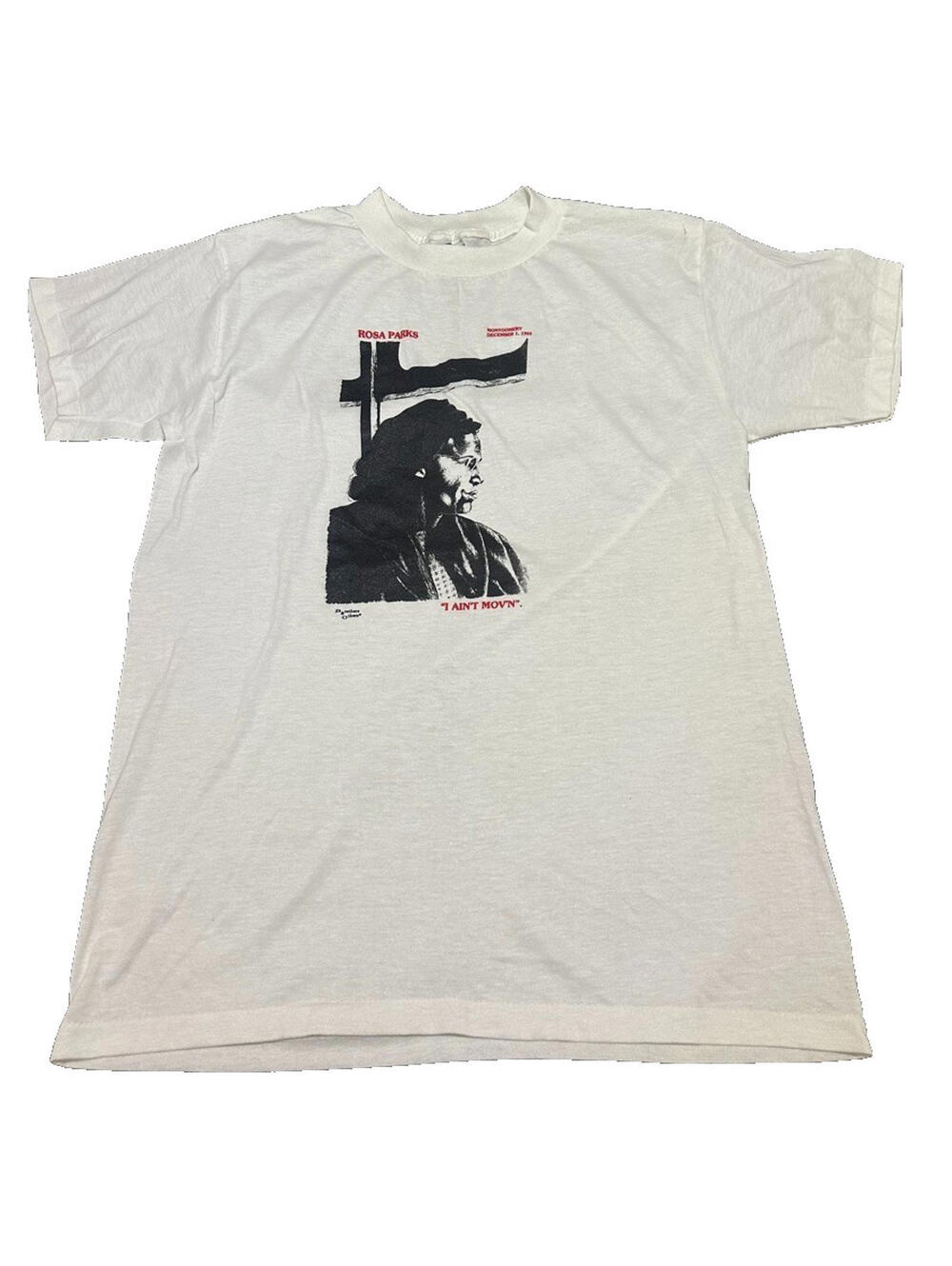 Vintage 80s Rosa Parks USA Single Stitch White Shirt I Ain't Moving L Large